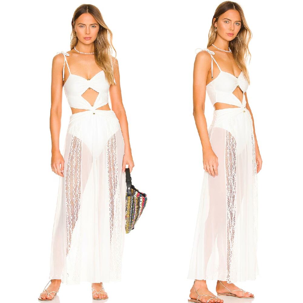 PatBo Beach Cut Out White Maxi Dress Revolve